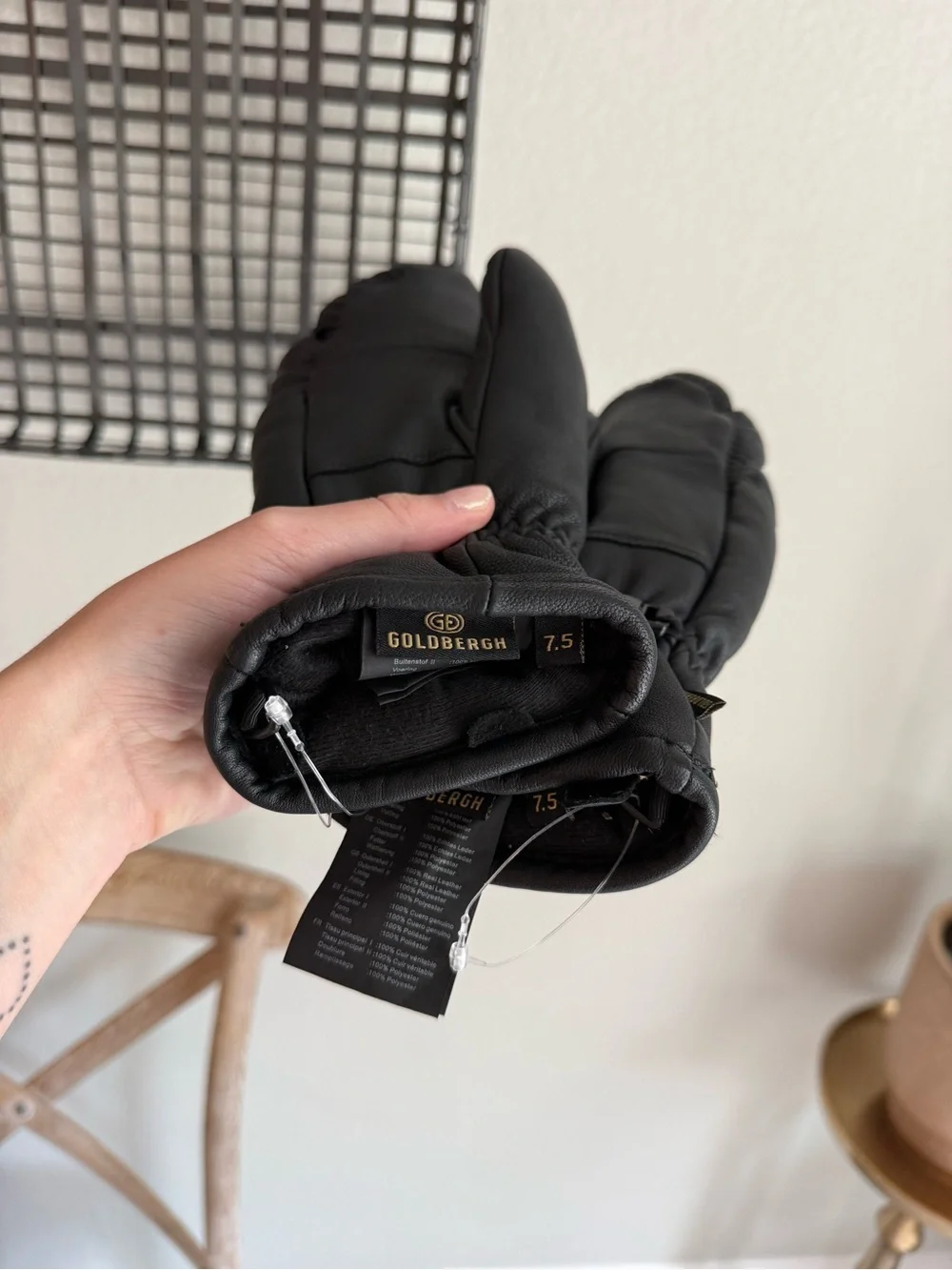 Goldbergh black leather mittens